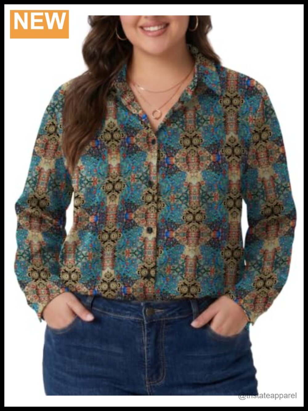 Plus Size Satin Button Down Shirt Silky Long Sleeve Blouse